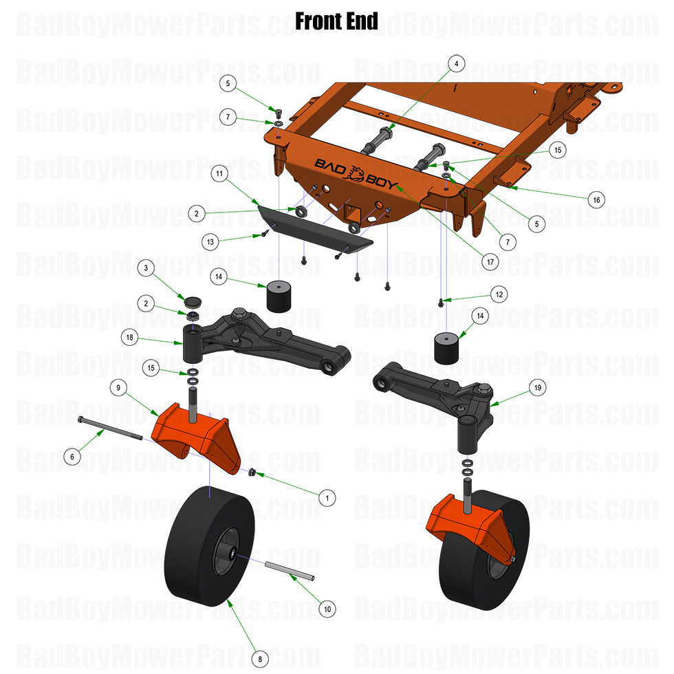 3854 - Bad Boy Mower Parts Lookup > 2025 > Renegade - Diesel > Front End
